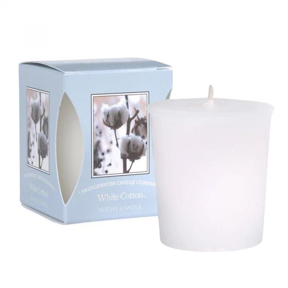 VOTIVE MUM - WHITE COTTON