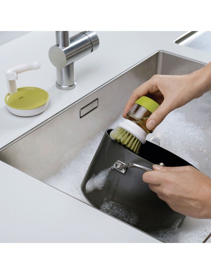 Joseph Joseph Palm Scrub™ Deterjan Hazneli Bulaşık Fırçası ve Standı
