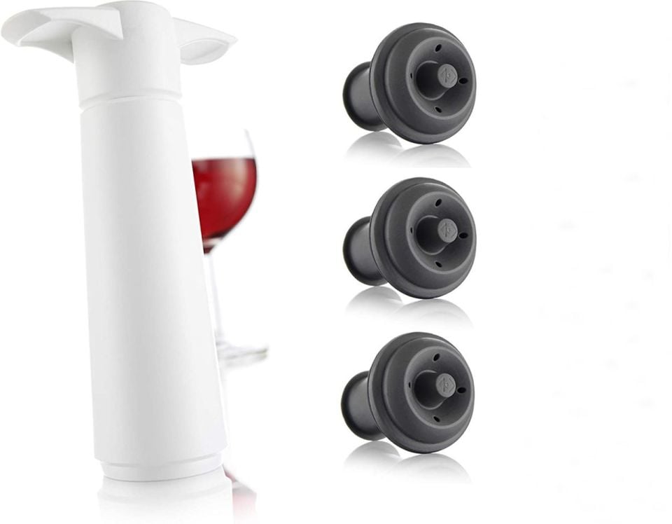 Vacu Vin Şarap Vakum Seti / Beyaz (1 pompa + 3 tıpa)