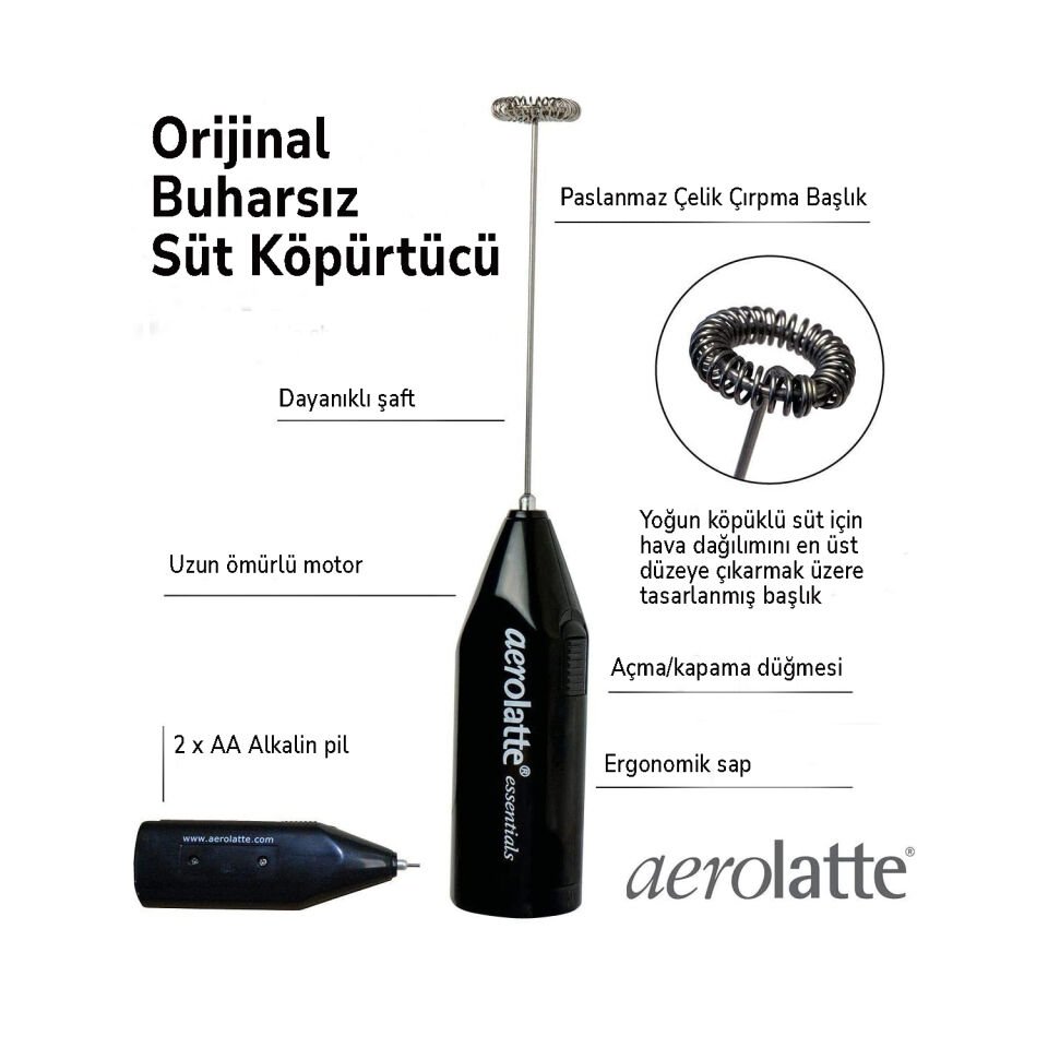 Aerolatte Premium Süt Köpürtücü, To-Go Saklama Kılıflı, Siyah