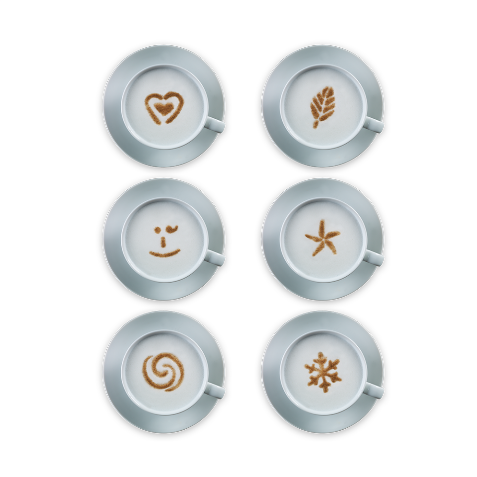 Aerolatte Cappuccino Artist Şablonu, 6 değiştirilebilir eğlenceli tasarım