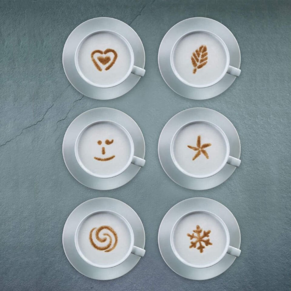 Aerolatte Cappuccino Art Şablonu, 6 eğlenceli tasarım