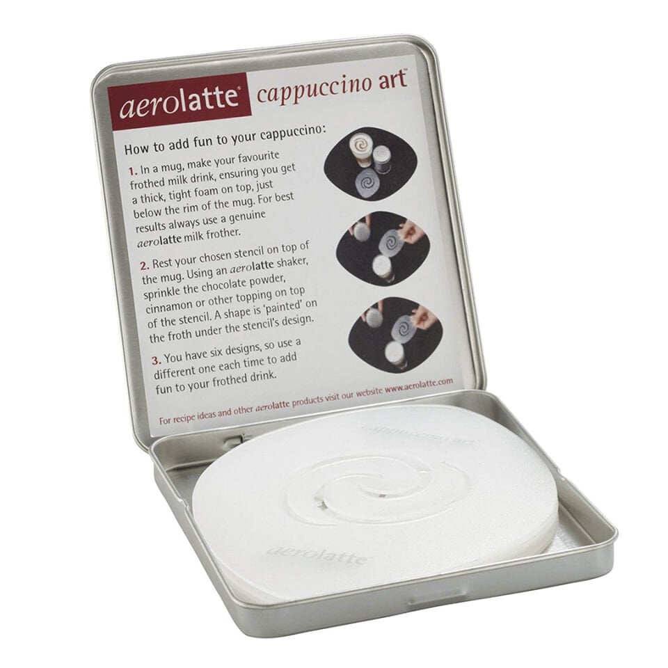 Aerolatte Cappuccino Art Şablonu, 6 eğlenceli tasarım