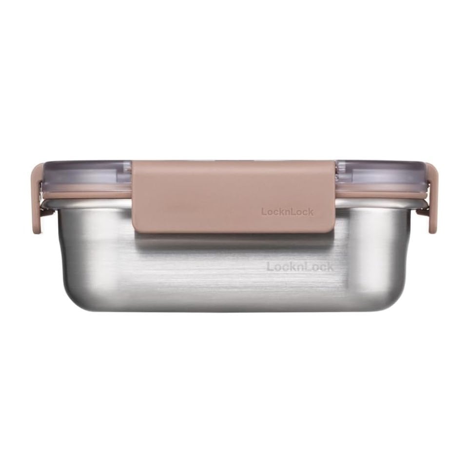 LocknLock Paslanmaz Çelik Fırın & Saklama Kabı Dörtgen Kilitli 310 ml - Kahverengi