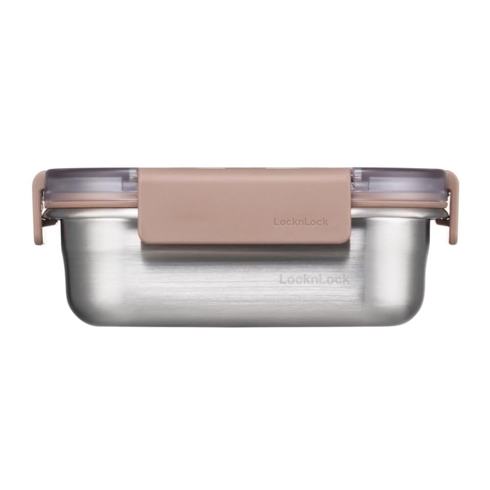 LocknLock Paslanmaz Çelik Fırın & Saklama Kabı Dörtgen Kilitli 310 ml - Kahverengi