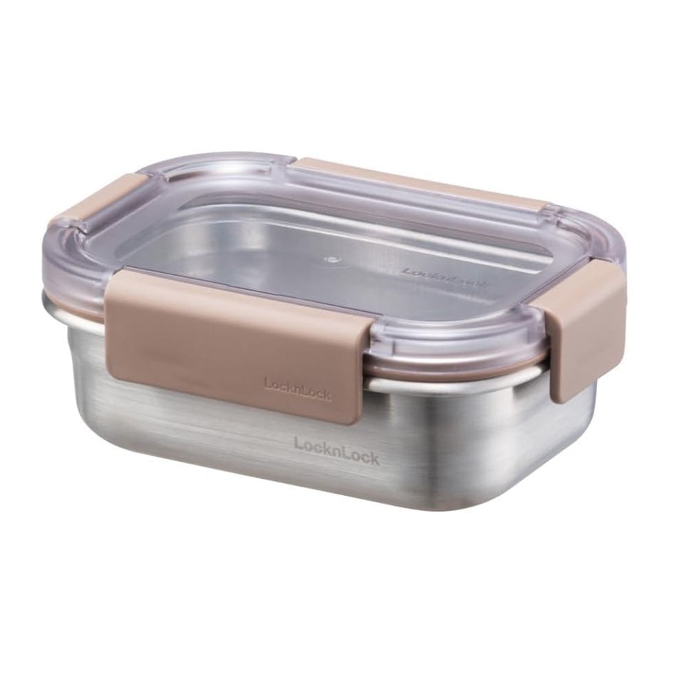 LocknLock Paslanmaz Çelik Fırın & Saklama Kabı Dörtgen Kilitli 310 ml - Kahverengi