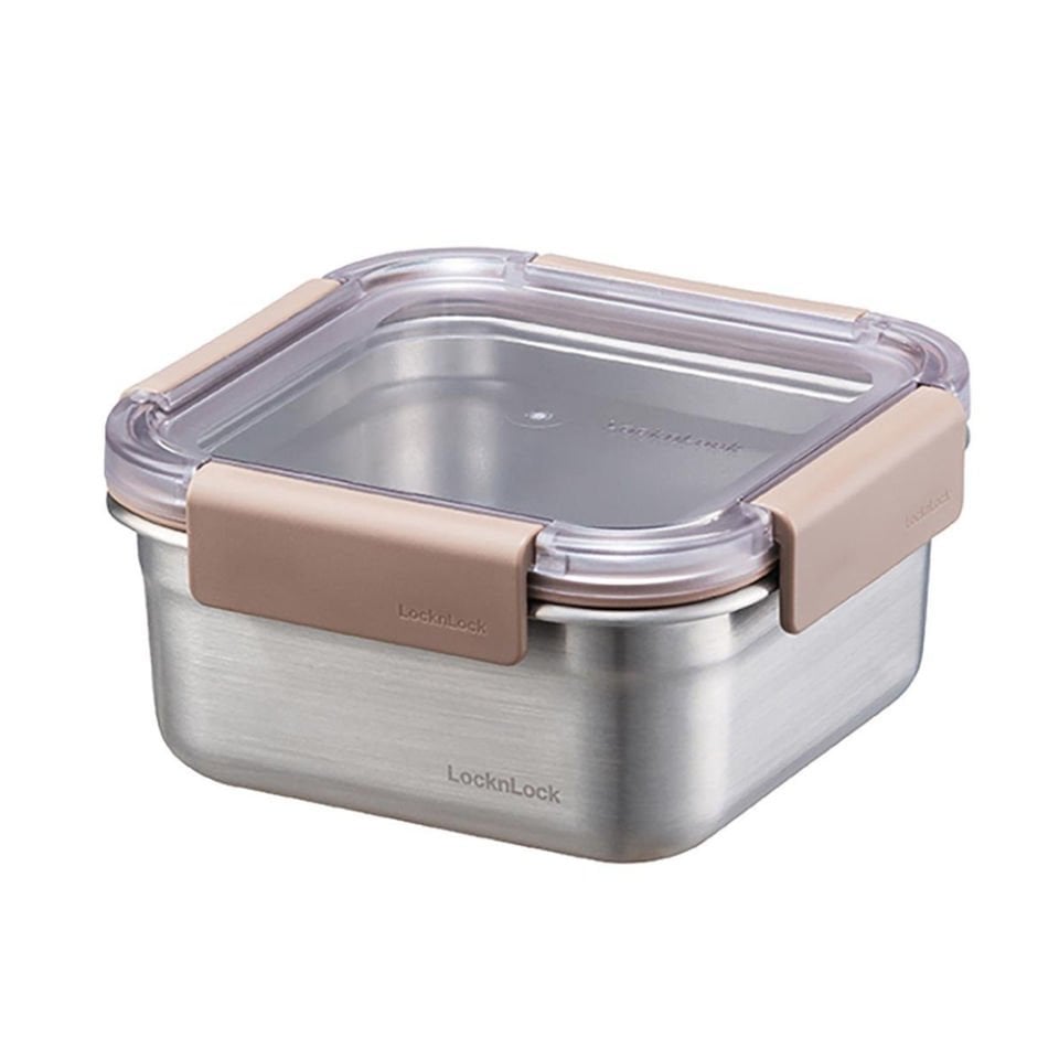 LocknLock Paslanmaz Çelik Fırın & Saklama Kabı Kare Kilitli 700 ml - Kahverengi