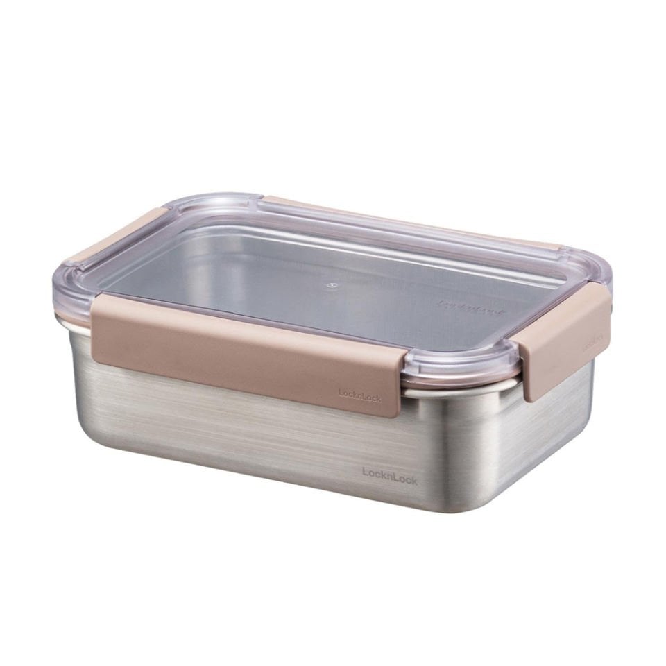 LocknLock Paslanmaz Çelik Fırın & Saklama Kabı Dörtgen Kilitli 1 Lt - Kahverengi