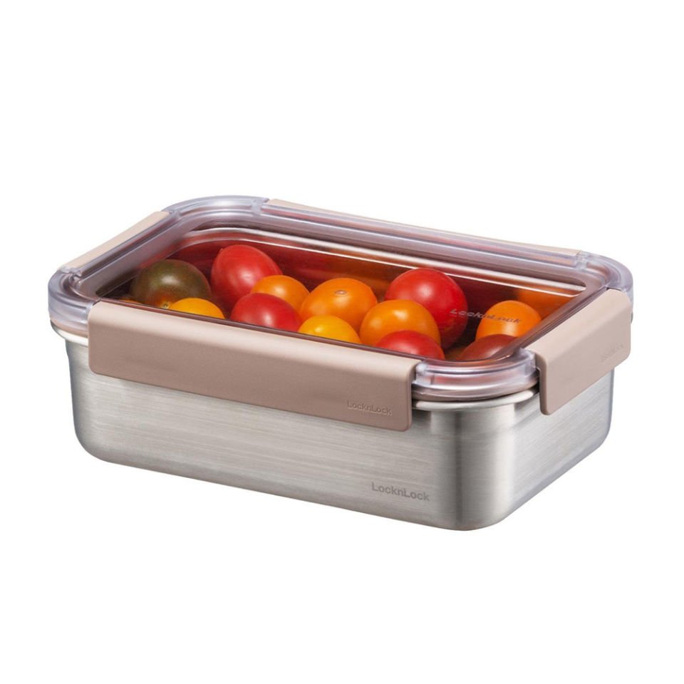 LocknLock Paslanmaz Çelik Fırın & Saklama Kabı Dörtgen Kilitli 1 Lt - Kahverengi