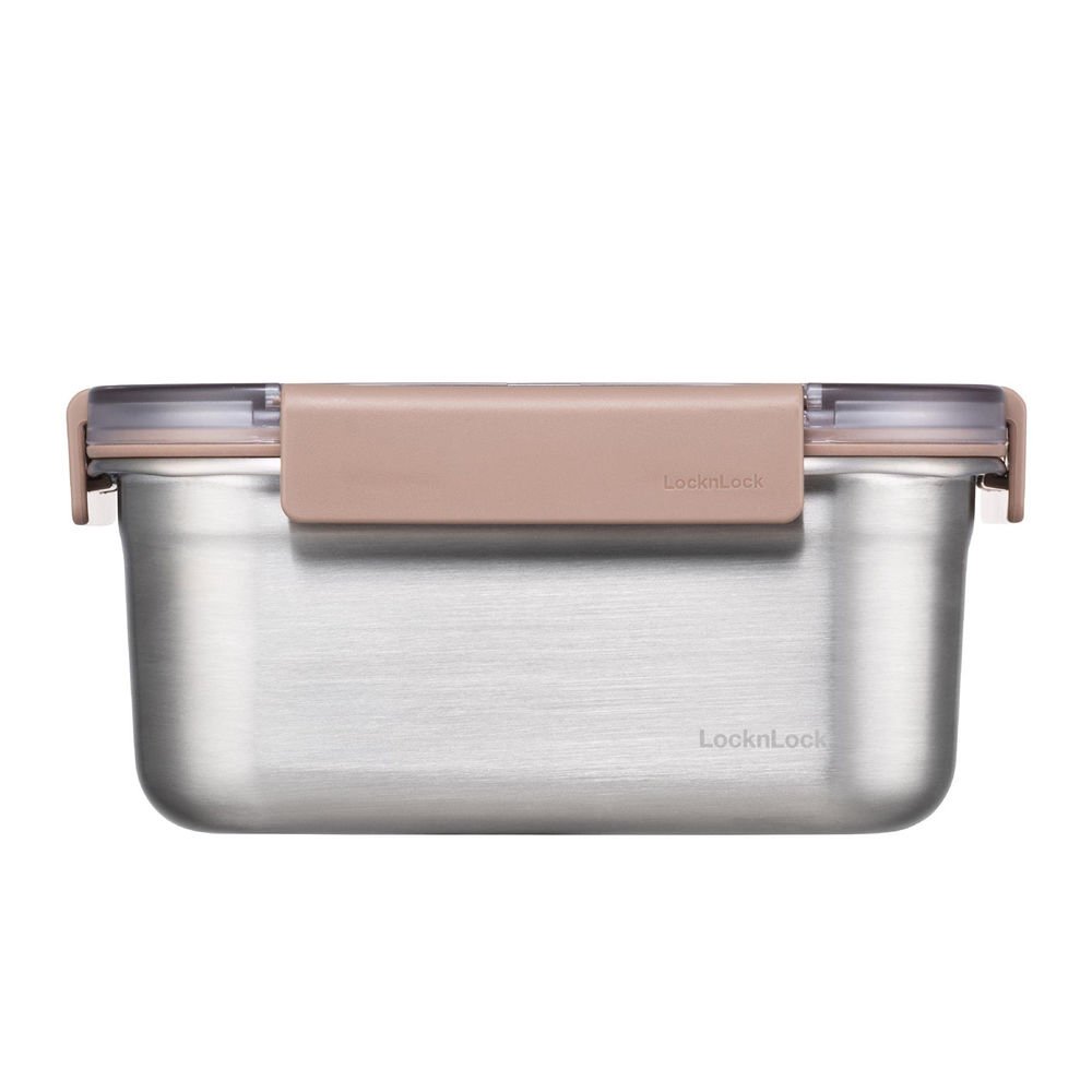 LocknLock Paslanmaz Çelik Fırın & Saklama Kabı Dörtgen Kilitli 1.5 Lt - Kahverengi
