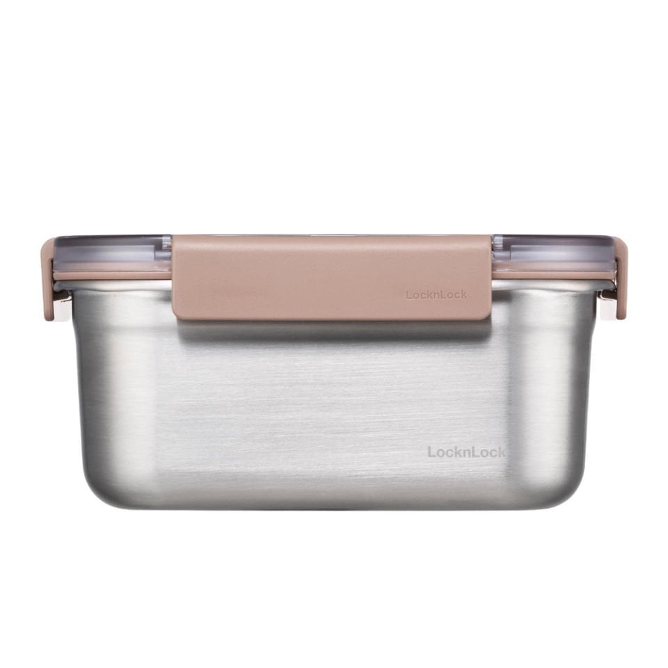 LocknLock Paslanmaz Çelik Fırın & Saklama Kabı Dörtgen Kilitli 1.5 Lt - Kahverengi