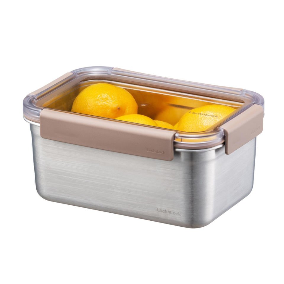 LocknLock Paslanmaz Çelik Fırın & Saklama Kabı Dörtgen Kilitli 1.5 Lt - Kahverengi