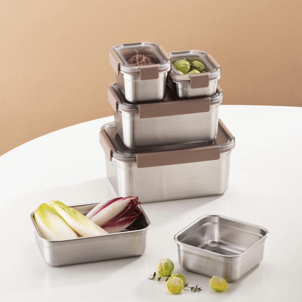 LocknLock Paslanmaz Çelik Fırın & Saklama Kabı Dörtgen Kilitli 1.5 Lt - Kahverengi