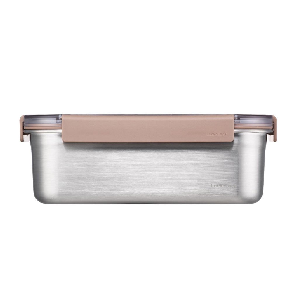LocknLock Paslanmaz Çelik Fırın & Saklama Kabı Dörtgen Kilitli 2 Lt - Kahverengi