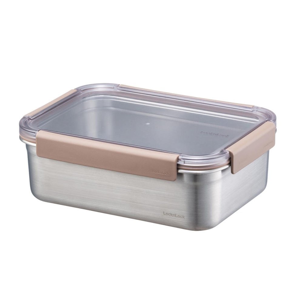 LocknLock Paslanmaz Çelik Fırın & Saklama Kabı Dörtgen Kilitli 2 Lt - Kahverengi