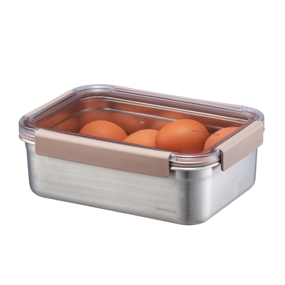 LocknLock Paslanmaz Çelik Fırın & Saklama Kabı Dörtgen Kilitli 2 Lt - Kahverengi