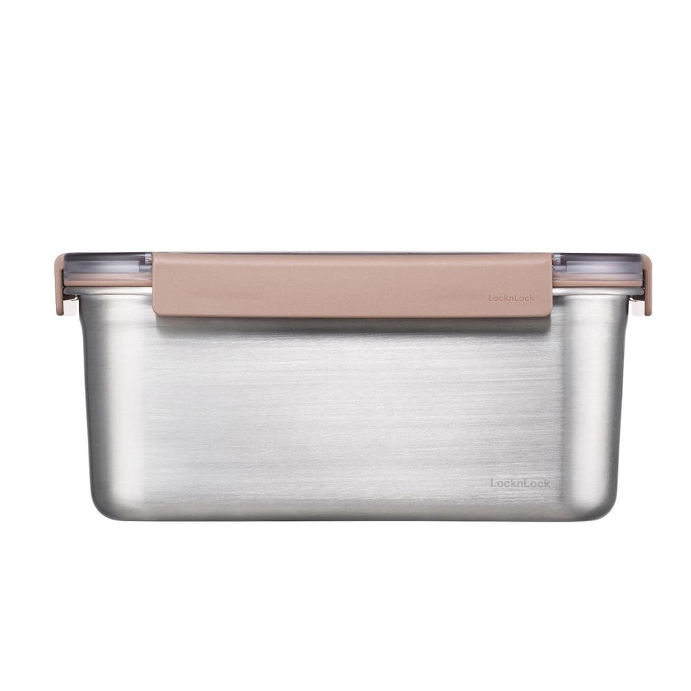 LocknLock Paslanmaz Çelik Fırın & Saklama Kabı Dörtgen Kilitli 2.8 Lt - Kahverengi