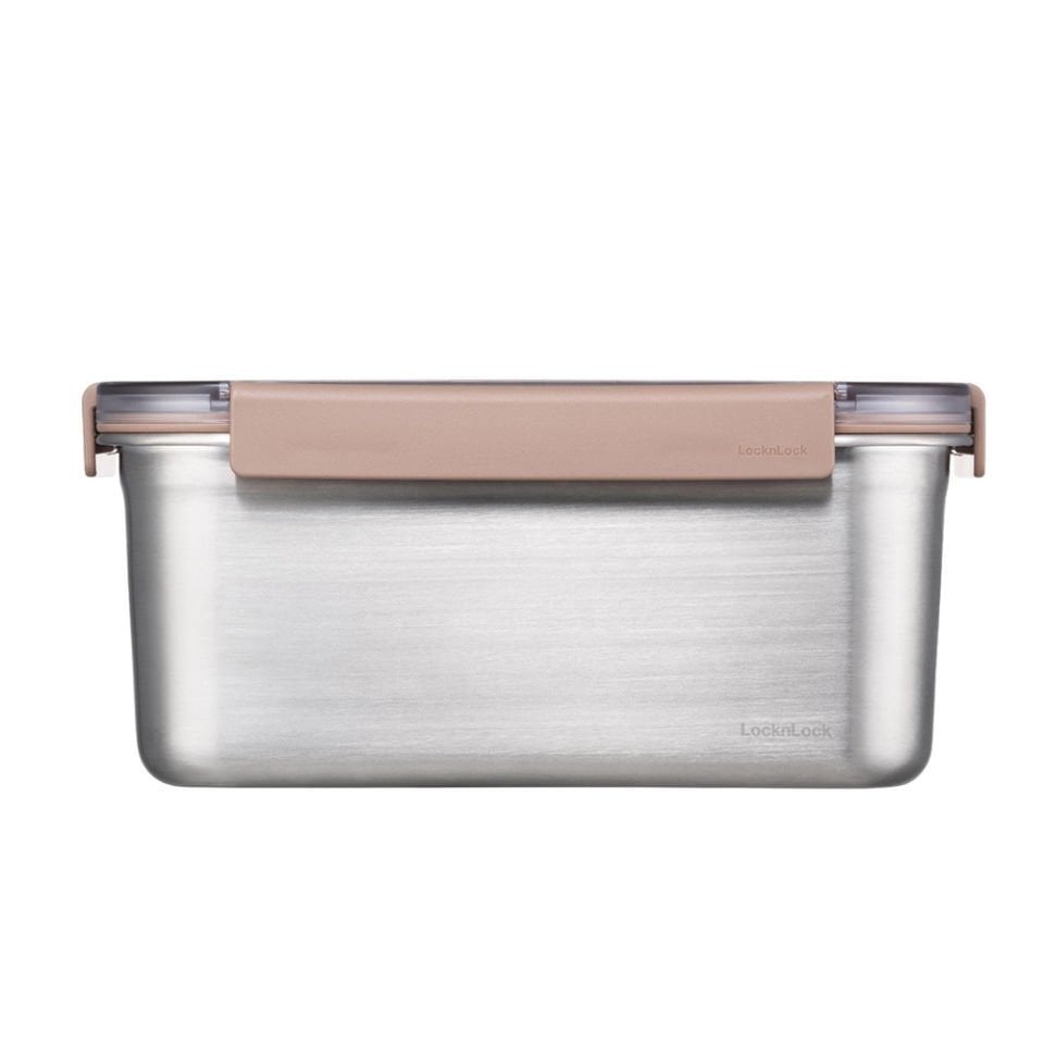 LocknLock Paslanmaz Çelik Fırın & Saklama Kabı Dörtgen Kilitli 2.8 Lt - Kahverengi