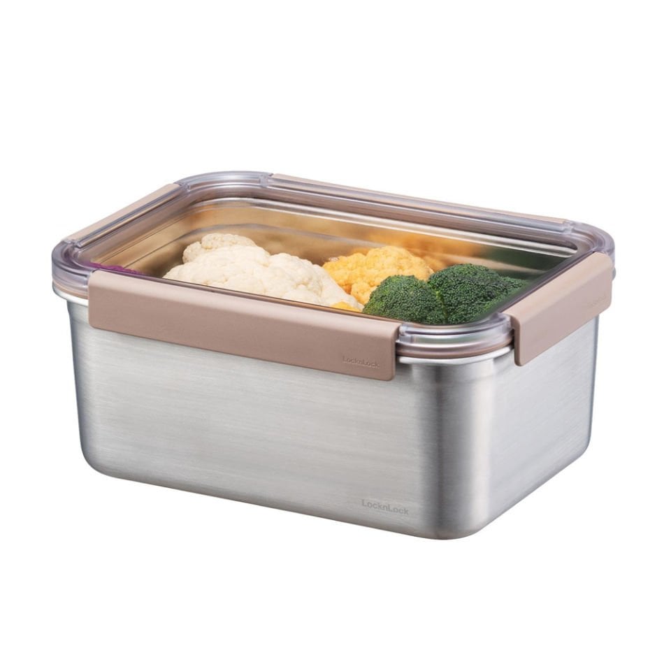 LocknLock Paslanmaz Çelik Fırın & Saklama Kabı Dörtgen Kilitli 2.8 Lt - Kahverengi