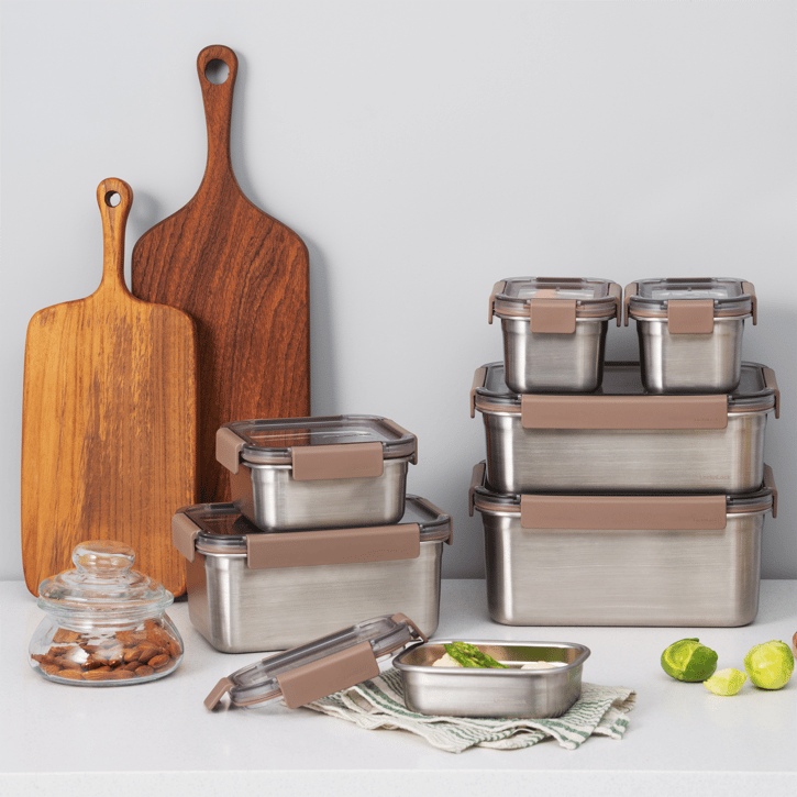 LocknLock Paslanmaz Çelik Fırın & Saklama Kabı Dörtgen Kilitli 2.8 Lt - Kahverengi