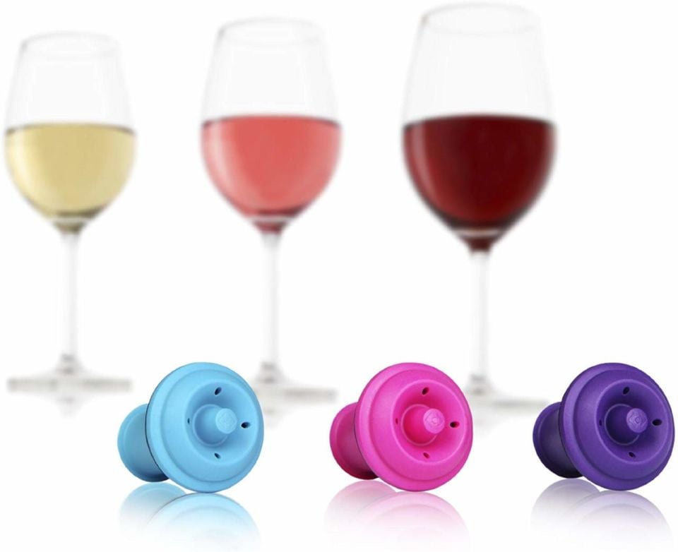 Vacu Vin Tıpa Seti 3'lü / Pembe & Mavi & Mor